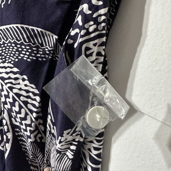 Lang Originals Vintage Navy White Midi Dress Drop Waist Cross Back Size 12 - Picture 10 of 12